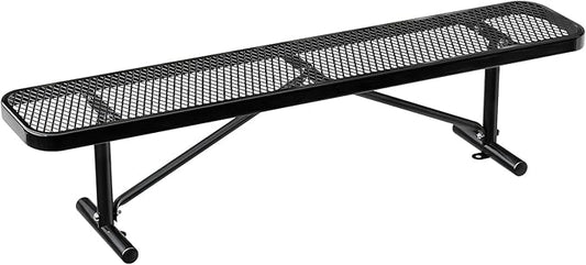 Heavy Duty Outdoor Metal Garden Park Bench, Steel Picnic Bench, Metal Mesh Outdoor Bench Porch Chair for Garden, Lawn, Patio, Porch, Park, Yard, Patio (Black, 6FT)