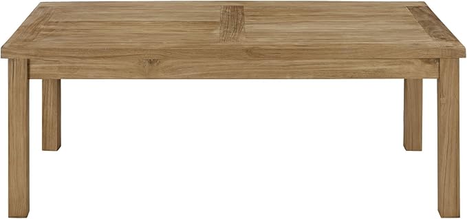Modway Marina Premium Grade A Teak Wood Outdoor Patio Rectangle Coffee Table in Natural