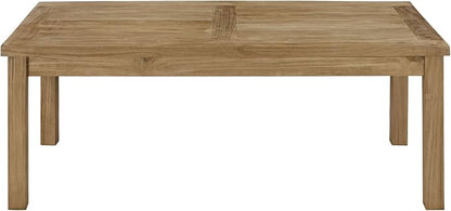 Modway Marina Premium Grade A Teak Wood Outdoor Patio Rectangle Coffee Table in Natural