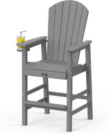 VINGLI Tall Adirondack Chair, All-Weather Plastic Adirondack Chair with Cup Holder Heavy-Duty Outdoor Barstools for - Photo 1