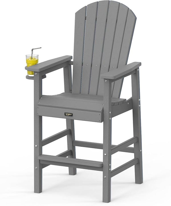 VINGLI Tall Adirondack Chair, All-Weather Plastic Adirondack Chair with Cup Holder Heavy-Duty Outdoor Barstools for - Photo 1