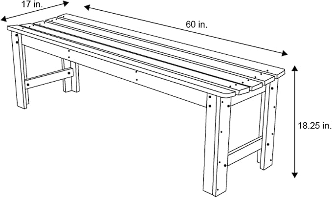 Shine Company Outdoor Wooden Backless Patio Garden Bench, 5 Ft, Natural