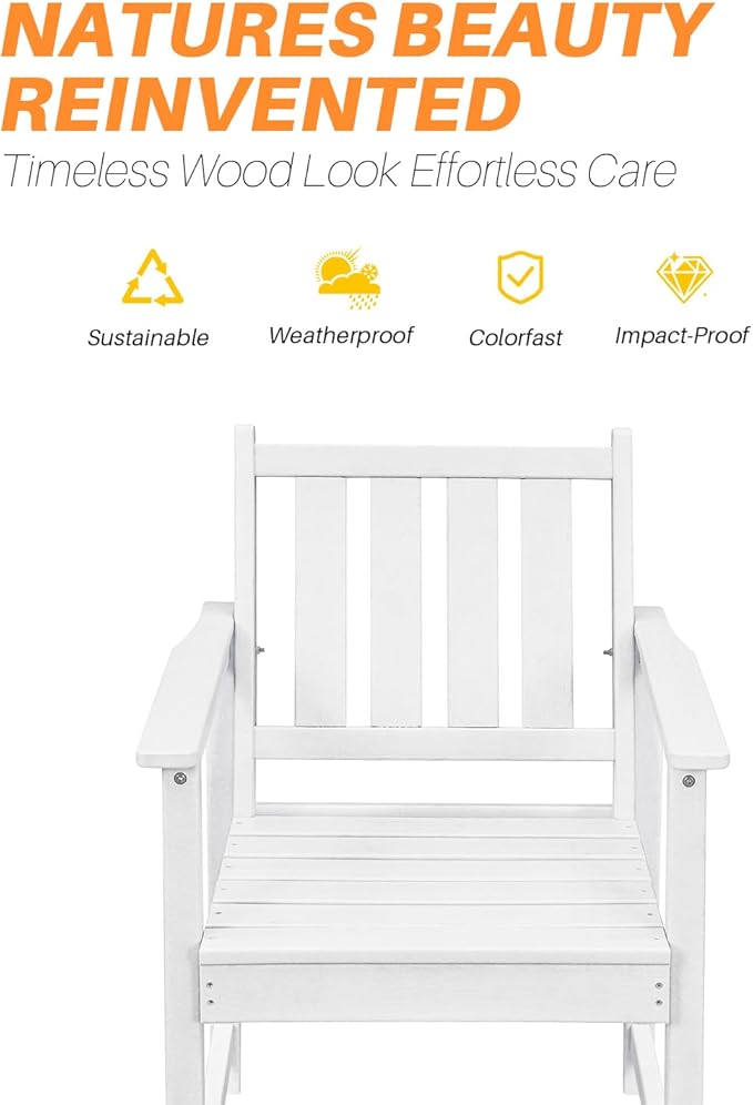Patio Dining Chair Set of 2, HDPE Outdoor Dining Chair, Ergonomic HDPE Dining Chairs with Deep Seating - Photo 6