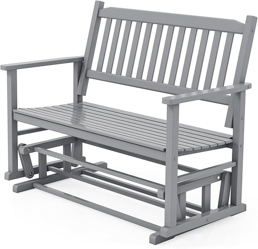 Giantex Outdoor Glider, Patio Glider Bench with Safe Gliding, Slatted Seat & Backrest, 2-Person Loveseat, Glider Rocking Chair, Outside Swing Chair for Garden Yard Lawn Porch Patio Rocker, Blue