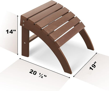 Psilvam Adirondack Ottoman, Adirondack Footstool for Adirondack Chair Weather Resistant Foot Rest for Outdoor Porch, Yard, Garden（Brown）