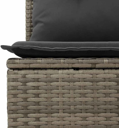 vidaXL Garden Chair Grey Poly Rattan Single Modular Garden Chair