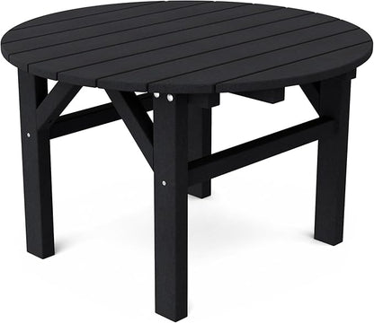 Wildridge Classic 33” Occasional Table, Black - Outdoor Weather Resistant Poly Conversation Table for Patio, Porch, Deck