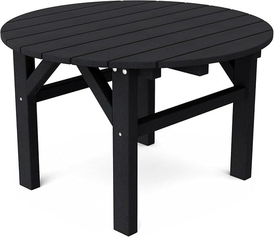 Wildridge Classic 33” Occasional Table, Black - Outdoor Weather Resistant Poly Conversation Table for Patio, Porch, Deck