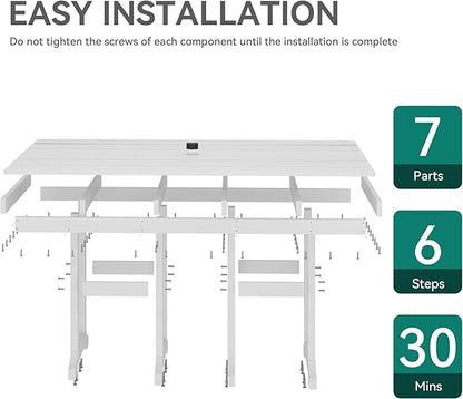 YITAHOME HDPE Patio Dining Table for 6, 71" Outdoor Dining Table w/Max Bearing 165 LBS, All Weather Rectangular Patio Table w/1.57" Umbrella Hole for Backyard Garden Lawn, White