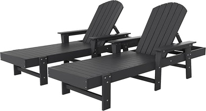 WestinTrends Dylan HDPE Outdoor Patio Poly Adirondack Reclining Chaise Lounge with Arms (Set of 2), Gray