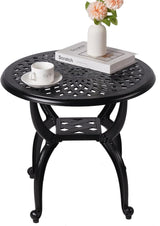 Cast Aluminum Outdoor Side Table, Small Patio Table, Outdoor Coffee Tables for Patio, Garden, Balcony - Photo 1