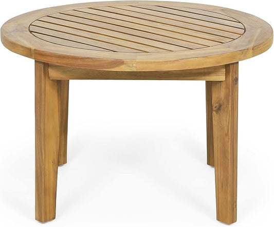 Solano Outdoor Circular Coffee Table - Acacia Wood - Teak