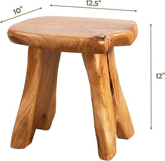 Natural Shape Stump Stool 12.5"x10"x12" Solid Wood Cedar Root End Table Rustic Plant Stand Live Edge Coffee Table Vintage Side Table Living Room Bedroom Accent Outdoor Garden Foot Stool