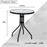 DIMAR GARDEN 24" Outdoor Side Table Patio Metal Round Bistro Coffee Table with Glass Top,Black - Photo 2