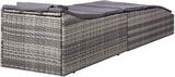 Outdoor Chaise Lounge Folding Grey Rattan Recliner 24.4 x 75.6 x 37.4 in Weather-Resistant Sun Lounger with Dark Grey - Photo 7