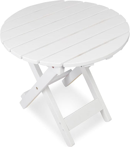Shine Company Indoor/Outdoor Adirondack Round Folding Acacia Wooden Side Table, Oak