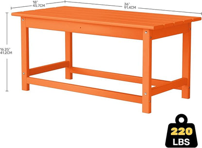 Costaelm Adirondack Conversation Table, HDPE Outdoor Drink Weather Resistant, Outdoor Patio Porch Accent Balcony Table for Pool, Seaside, Backyard, Orange
