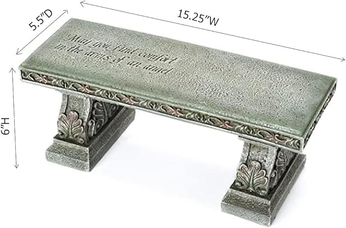 Roman Memorial Bench with Verse Inscribed on Top, 15.25-Inch, Resin, Small - Photo 3