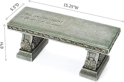 Roman Memorial Bench with Verse Inscribed on Top, 15.25-Inch, Resin, Small