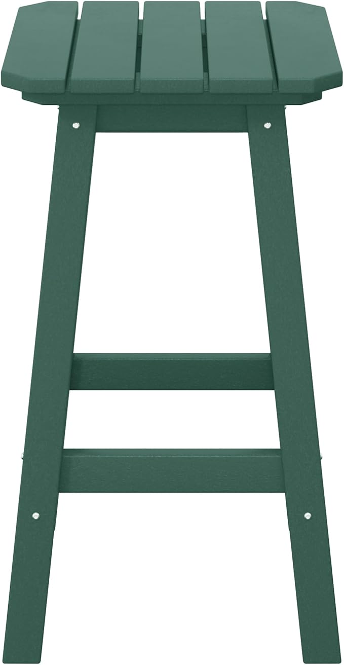 Costaelm 24" Height Outdoor Bar Stools, All-Weather Bar Stools, Adirondack Poly Patio Square Bar Stool for Patio, Deck, Kitchen Counter and Garden, Dark Green