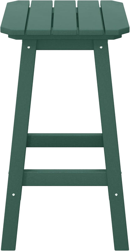 Costaelm 24" Height Outdoor Bar Stools, All-Weather Bar Stools, Adirondack Poly Patio Square Bar Stool for Patio, Deck, Kitchen Counter and Garden, Dark Green