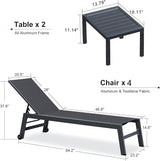 PURPLE LEAF Patio Chaise Lounge Set for 4 Outdoor Chaise Lounge Chair with Aluminum Frame and Easy-to-Move Wheels Pool - Photo 3