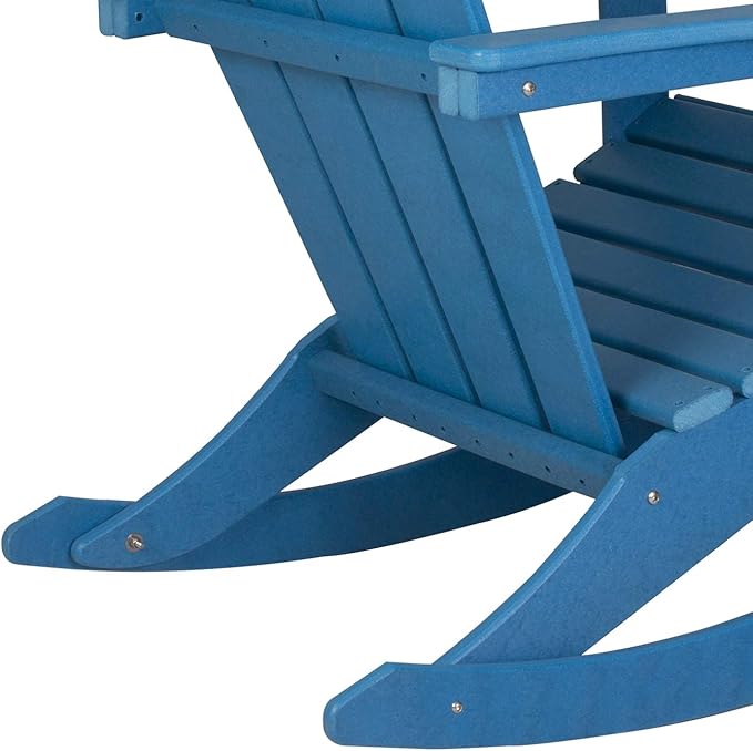WO WESTIN OUTDOOR HDPE Laguna Outdoor Rocking Poly Adirondack Chair, Pacific Blue