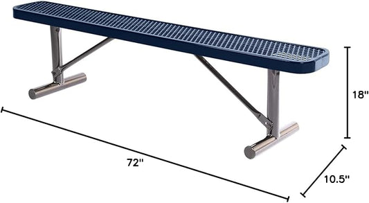 COATEDOUTDOORFURNITURE Heavy-Duty Portable Outdoor Bench Thermoplastic Coated, Expanded Metal, Commercial-Grade Seating, Made in America (Portable Without Back, 6 Ft, Textured Dark Blue)