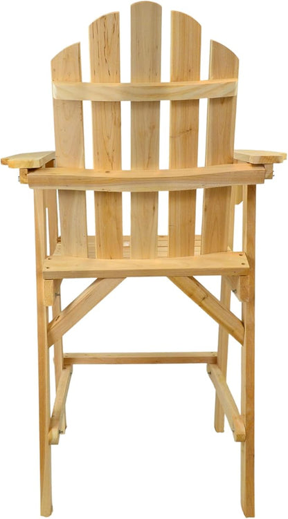 Ready-to-Finish Balcony Tall/Counter High Adirondack Chair with Footrest for Outdoor Outside Garden - Unfinished Natural Wood Bar Chair