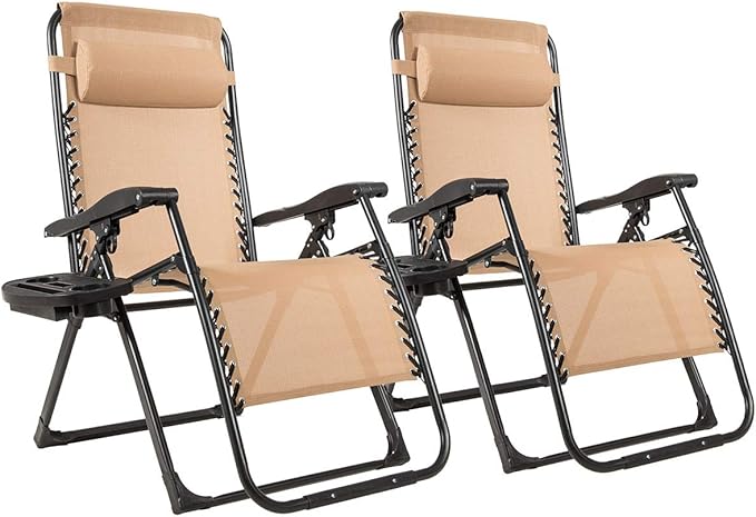 Goplus Oversized Zero Gravity Chair, XL-Extended Version, Outdoor Recliner w/Cup Holder & Detachable Headrest - Photo 1