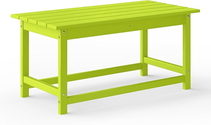 WestinTrends Malibu Outdoor Coffee Table, 35" x 17.5" All Weather Poly Lumber Patio Adirondack Coffee Table for Garden Lawn Porch Balcony, Lime