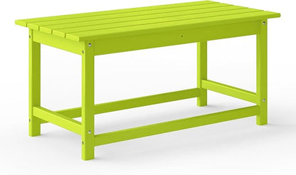 WestinTrends Malibu Outdoor Coffee Table, 35" x 17.5" All Weather Poly Lumber Patio Adirondack Coffee Table for Garden Lawn Porch Balcony, Lime