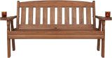 Amish Casual Heavy Duty 800 Lb Mission Pressure Treated Garden Bench with Cupholders (5 Foot, Oak Stain) - Photo 2