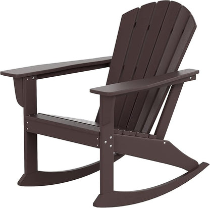 WO WESTIN OUTDOOR HDPE Altura Outdoor Rocking Poly Adirondack Chair, Dark Brown