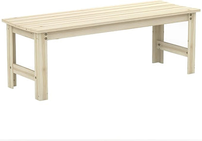 Outsunny 2-Seat Wood Garden Bench, Patio Bench Outdoor Bench with Slatted Seat, Backless Front Porch Bench for Park, Garden, Poolside, Deck, Nature Wood