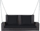 RELAX4LIFE Porch Swing 2-Seat Patio Rattan, Wicker Porch Swings Outdoor W/Two 7.9 Ft Solid Steel Chain - Photo 1