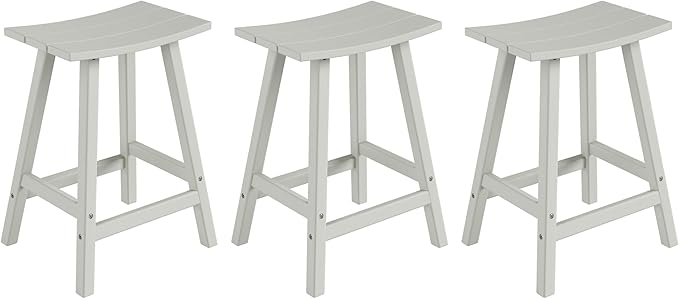 WestinTrends Malibu Malibu 24 Inch Counter High Saddle Stools (Set of 3), Sand
