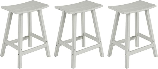 WestinTrends Malibu Malibu 24 Inch Counter High Saddle Stools (Set of 3), Sand