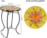 Patio Side Table Outdoor Metal Accent Table Round Glass Balcony Plant End Table Garden Lawn Indoor Coffee Table - Photo 3