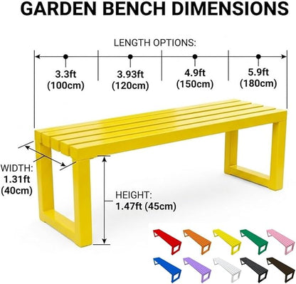Backless Patio Bench Outdoor Metal Bench, 3.3ft 3.9ft 4.9ft 5.9ft Weatherproof Garden Benches 2-Person Outside Chair for Yard Porch Entryway Sturdy Steel Frame Furniture(Purple,5.9ft)