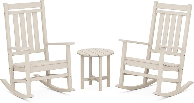POLYWOOD Estate 3-Piece Rocking Chair Set, Outdoor Patio Porch Rockers with Side Table, All-Weather HDPE Furniture - Photo 1