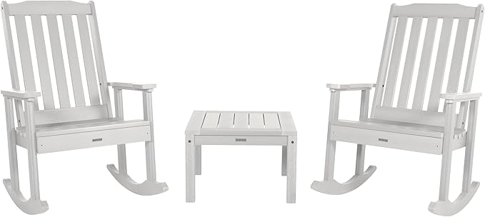 highwood AD-KITRKCH1-WHE Lehigh 2 Rocking Chairs with Adirondack Side Table, White