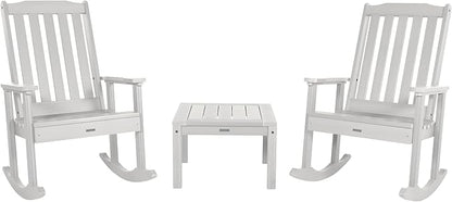 highwood AD-KITRKCH1-WHE Lehigh 2 Rocking Chairs with Adirondack Side Table, White