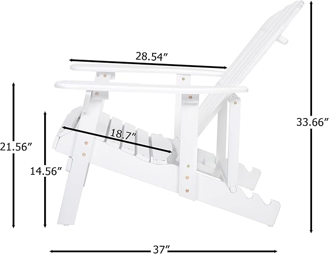 Malibu Adirondack Chair,Patio Seating,Acacia Wood,White-91