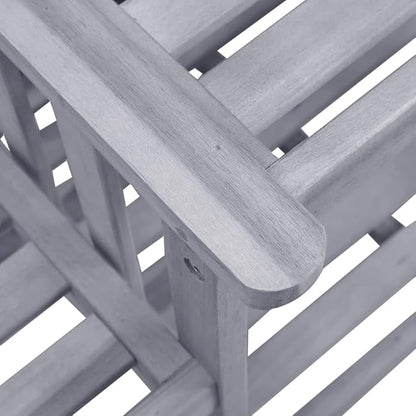 Grey Solid Acacia Wood Garden Chair with Tea Table, Medium Durable Outdoor Seating for Patio and Balcony, Rustic Style with Weathered Finish, Comfortable Cushion Included,