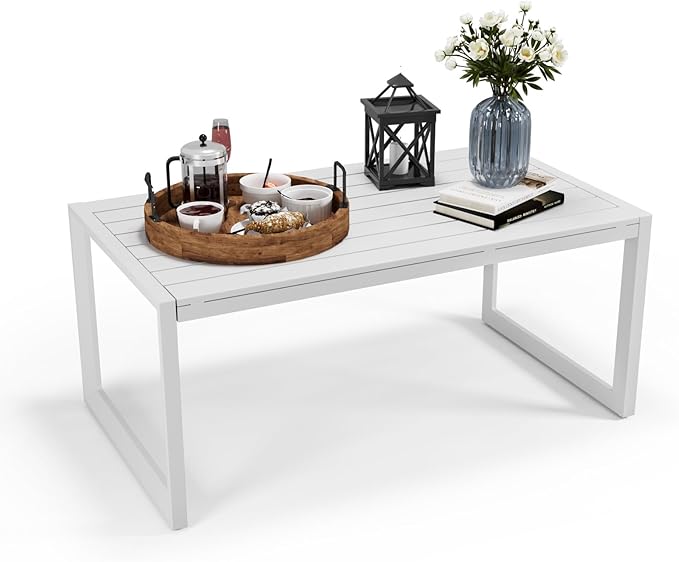 Outdoor Coffee Table, Patio Coffee Table for Outside, Rust-Proof and Water-Resistant Metal Coffee Table - Photo 5