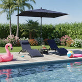 PURPLE LEAF Patio Chaise Lounge with 10' x 6.5' Tilt Umbrella Outdoor Lounge Chair Beach Pool Sunbathing Lawn Lounger - Photo 1