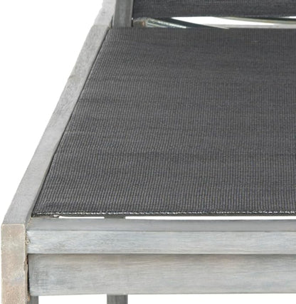 SAFAVIEH Outdoor Collection Manteca Ash Grey Solid Wood/Dark Grey Texline Fabric Adjustable Chaise Lounge Chair (PAT6708B)