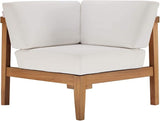 Modway Bayport Outdoor Patio Teak Wood Corner Chair in Natural White - Photo 1