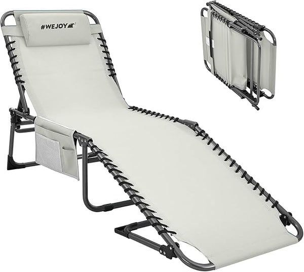 #WEJOY Folding Outdoor Chaise Lounge Chair, Adjustable Lightweight Portable Beach Lounge Chair for Patio, Pool, Lawn - Photo 1